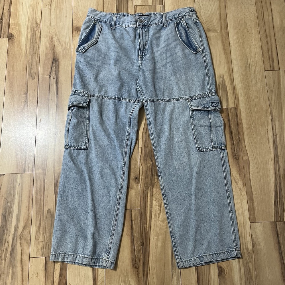 Aeropostale Wide Leg Baggy Womens Jeans Sz XL Y2K Cargo Pockets Grunge